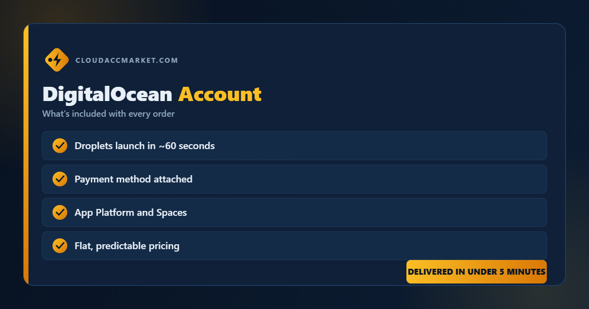 Buy DigitalOcean Account from CloudAccMarket — everything included with your order