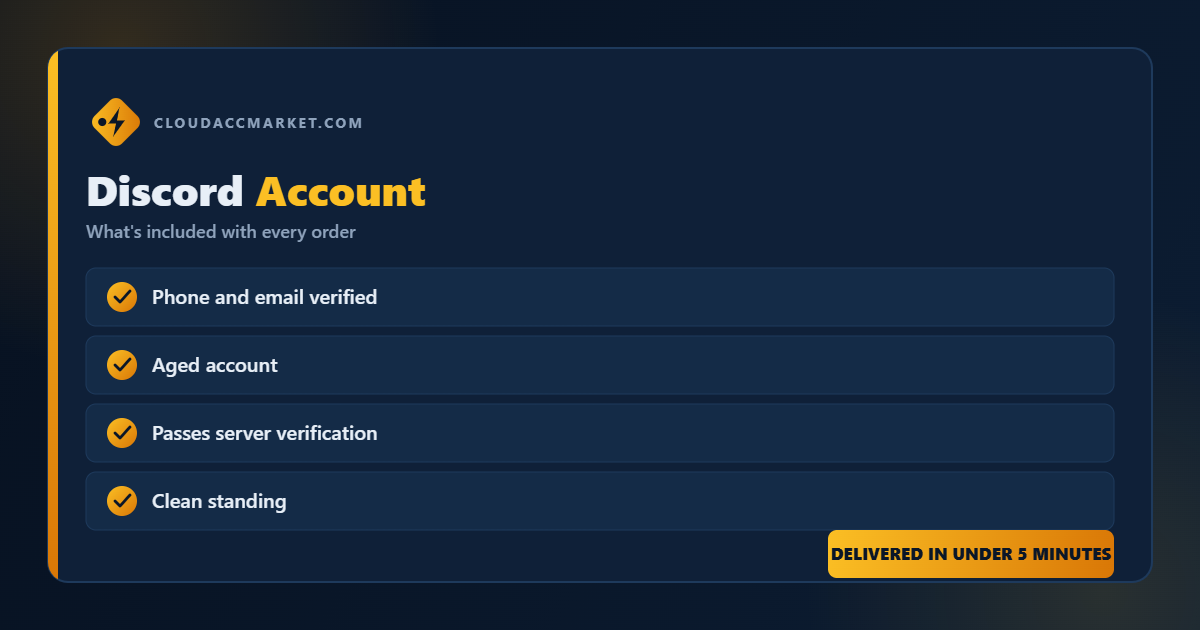 Buy Discord Account from CloudAccMarket — everything included with your order