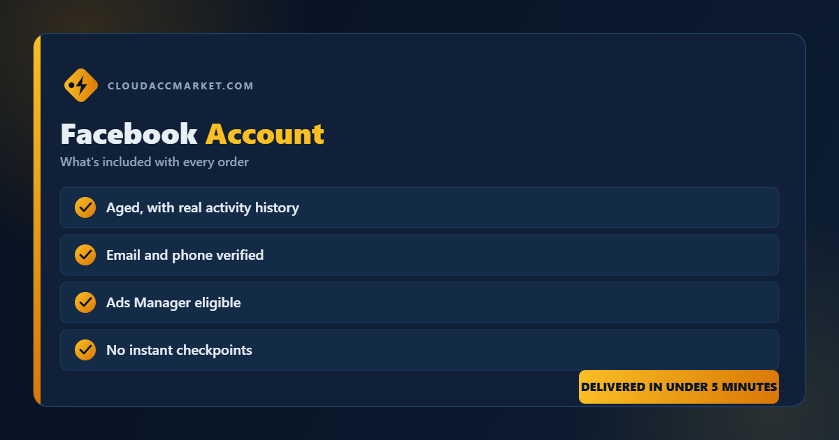 Buy Facebook Account from CloudAccMarket — everything included with your order